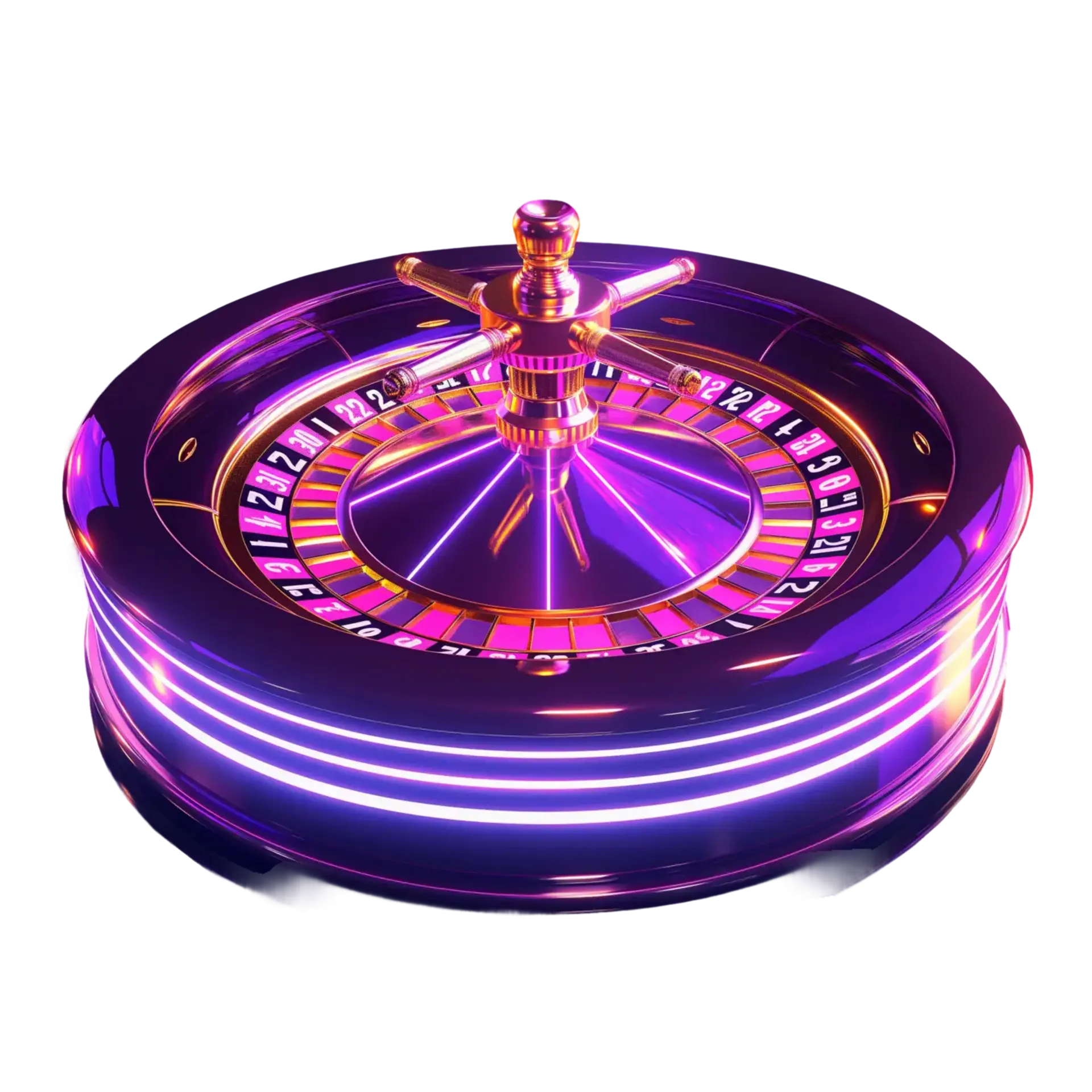Ein leuchtendes Roulette-Rad in Nahaufnahme.