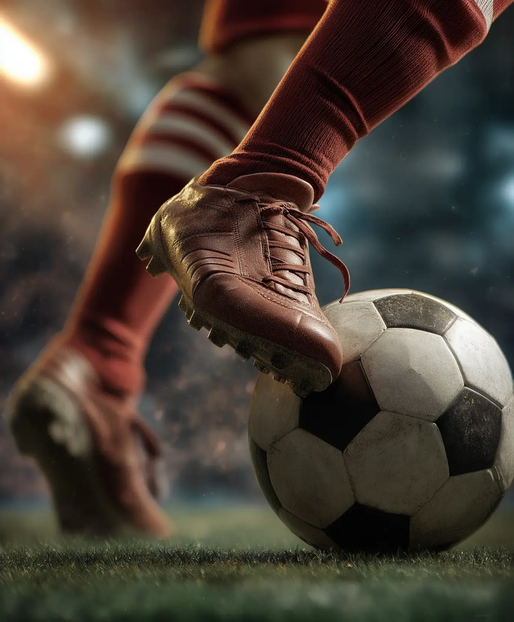 Fußballspieler in Vintage-Aktion